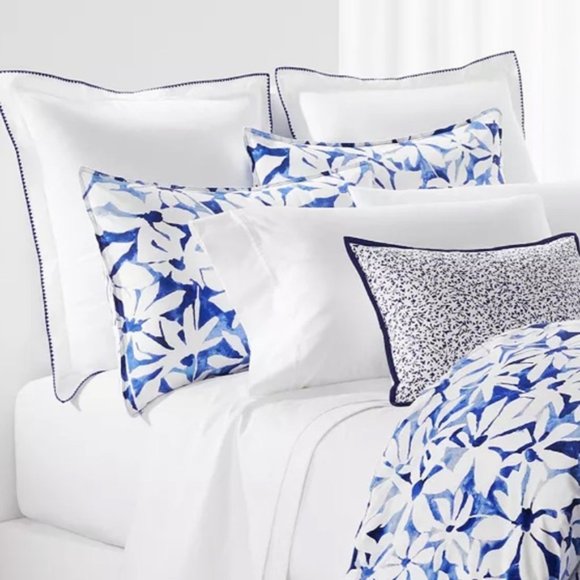 $340 Set of 2 Ralph Lauren Alix Floral Embroidered Cotton Euro Decorative Sham - Picture 2 of 8